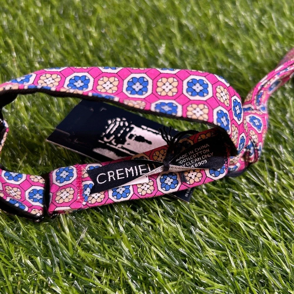 Cremieux Geometric Bow Tie Mens One Size Pink Cotton Self Tie Adjustable New